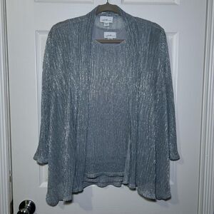 Jaclyn Smith Collection Jacket Tank Set Women's Medium Silver Metallic Knit NWOT